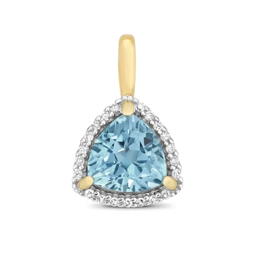 Diamond and Blue Topaz Pendant 7X7mm 9ct Gold